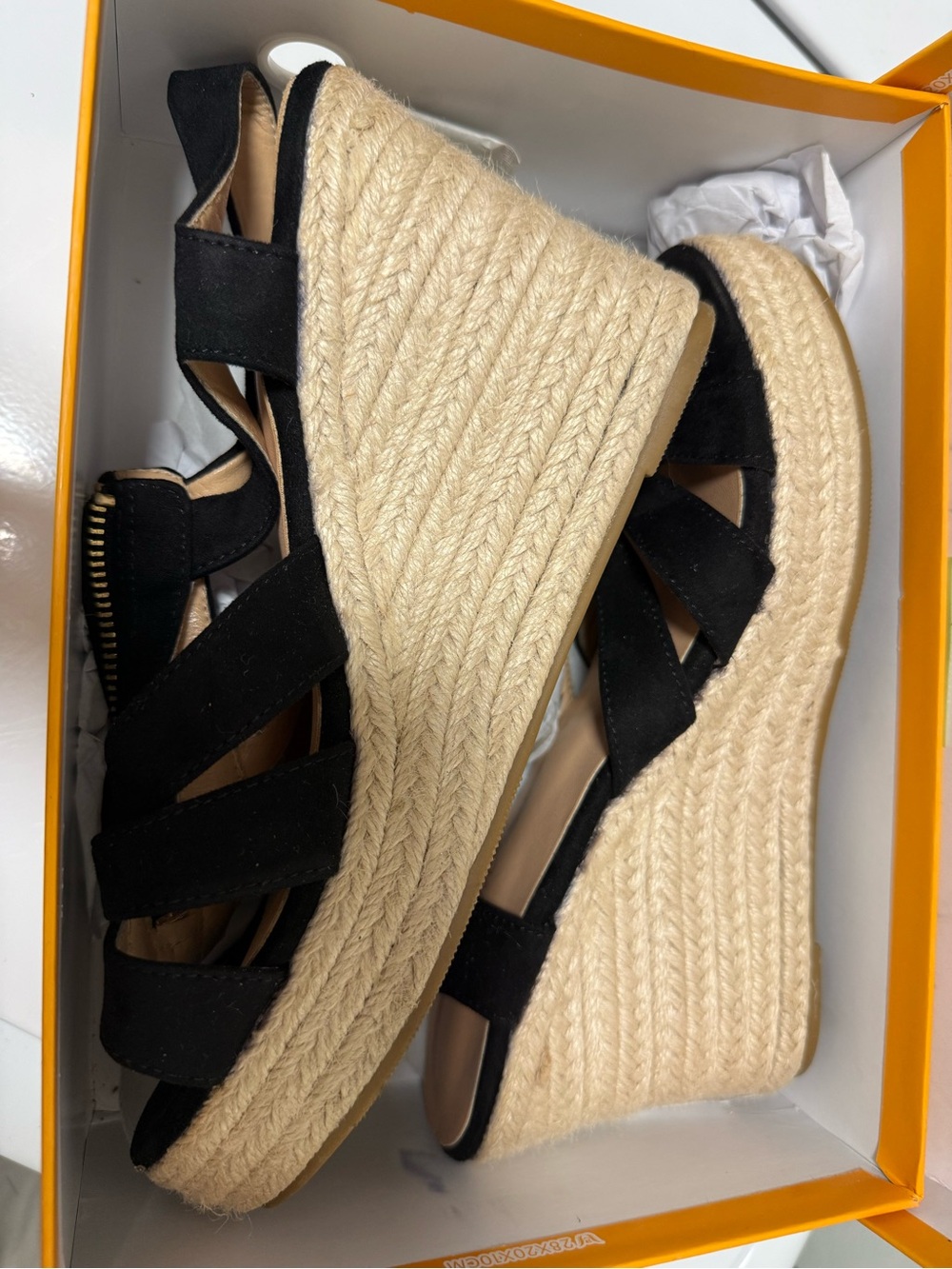 Zody Boer Black Zip Jute Trimmed Wedge Sandal  Size 9 - Picture 8 of 8